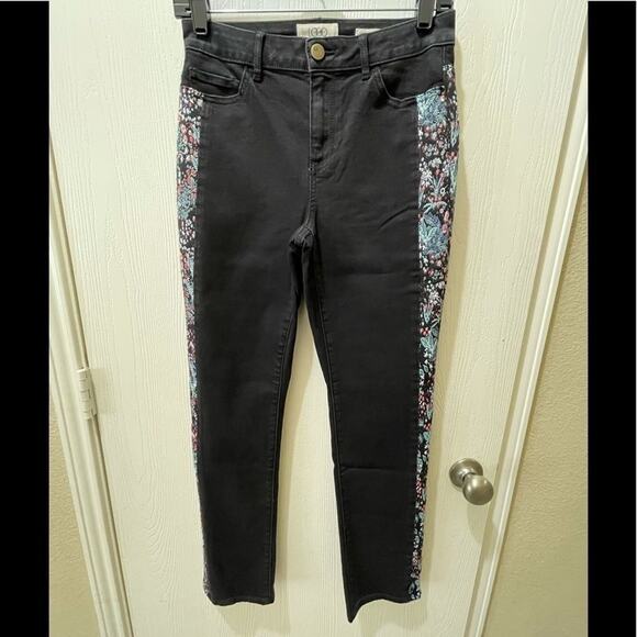 LOGO Lori Goldstein floral straight leg jeans‎ - Picture 1 of 4